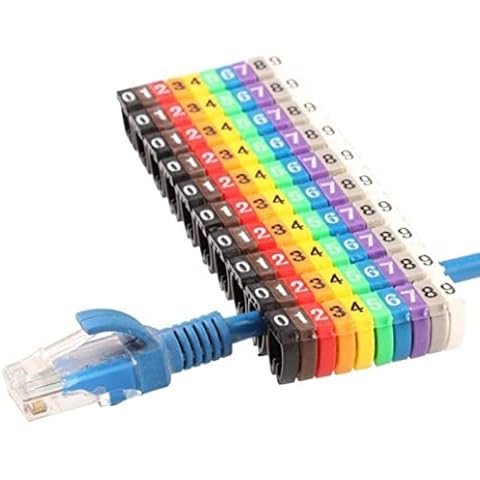 WALFRONT Digital Tube Wire 0-9 Number Coded Clip On Plastic Cable Label Tube Colorful Cable Marker C Shape Suitable Multi-Type Cable (150Pcs 1.5mm²) Cover