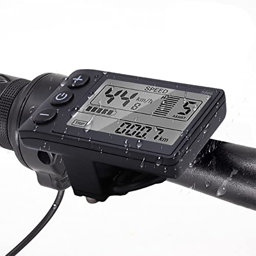Bike Computer, S866 Bike Speedometer LCD Display Meter IP65 Waterproof Cycling Odometer, 24V 36V 48V Control Panel with SM Plug for Handlebars Mounting