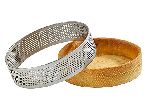 Image of KMW Cake Ring Round with Perforations - 7cm x 3.5cm | 18 /8 Stainless Steel (2-Piece Set) | Ideal for Perfectly Shaped Cakes, Tarts, and Desserts