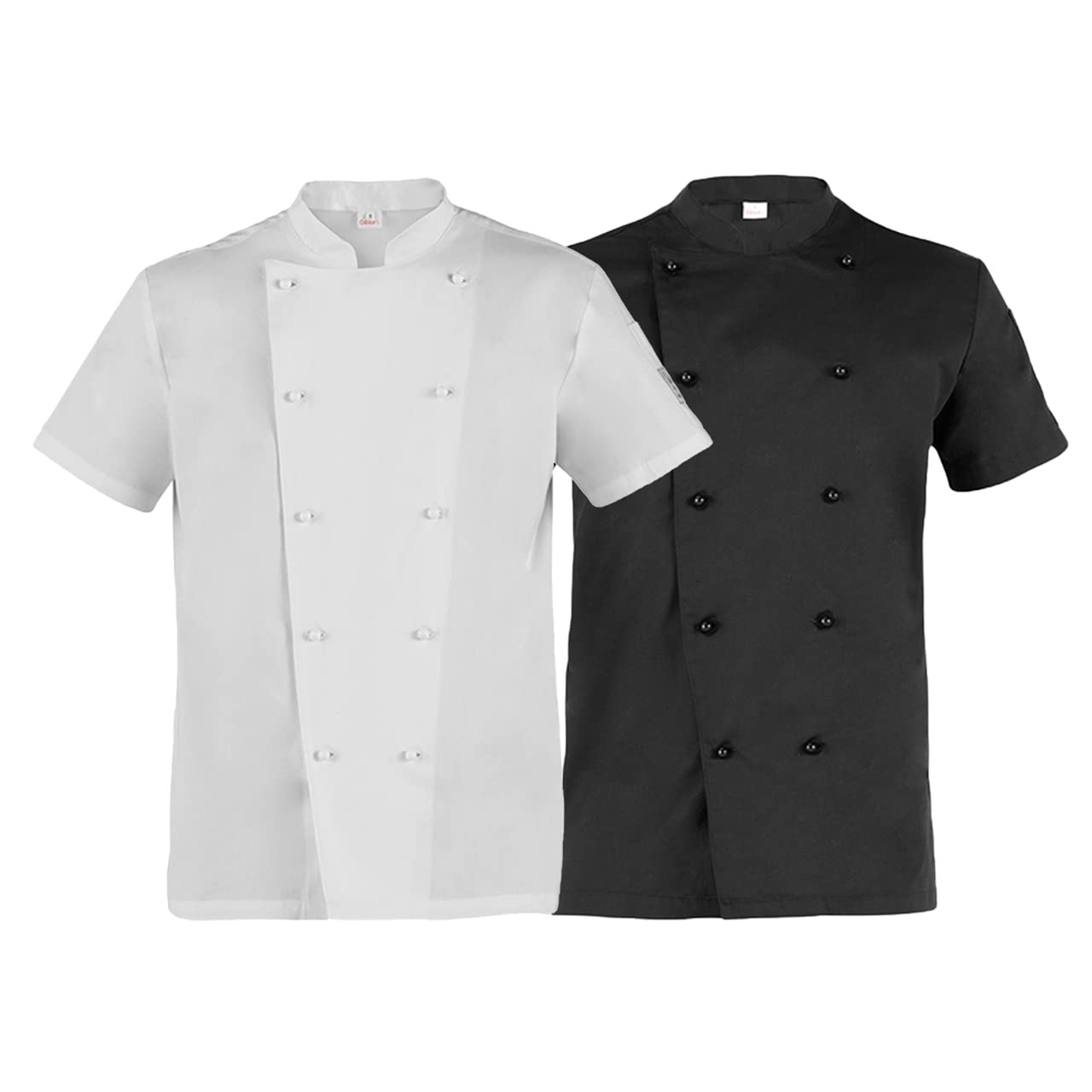 Giacca da Cuoco Bianca a Mezza Manica / 100% Cotone/Marca Italiana/Ideale per cuochi e pizzaioli, Tessuto Leggero e Fresco, Bottoni Estraibili antipanico (S)