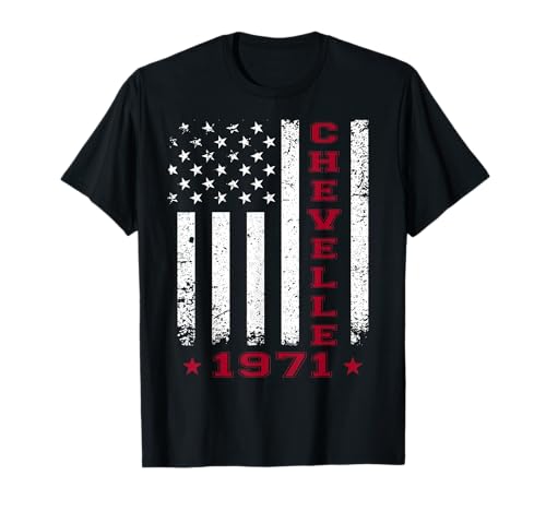 American Flag Jersey Style Chevelle 71 1971 Muscle Car T-Shirt