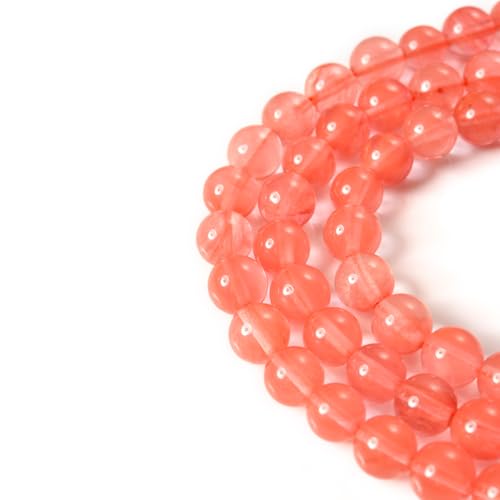 Asingeloo Contas de pedra natural de quartzo cereja de 6 mm, contas redondas de vidro rosa para fazer jóias, fio completo de 15 polegadas (quartzo cereja, 6 mm)