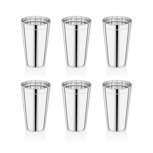 Image of EMBASSY Stainless Steel Plain Lassi Glass | Pack of 6 | 700 ml per Glass | Ideal Glass for Lassi, Smoothies, Juices, Shakes, Water, Milk and Other Beverages.