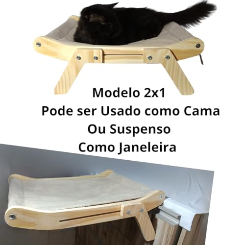 Luma Confort, Janeleira Prateleira Janela 2x1 Cama Descanso Para Gatos COR:BEGE