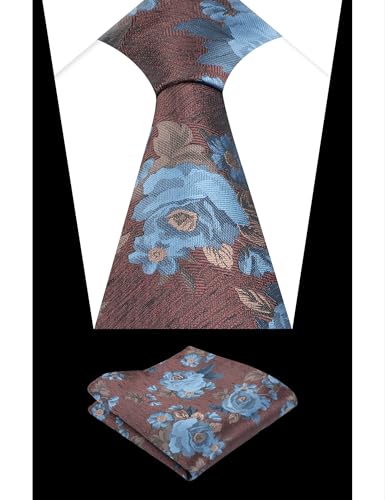 Image of Alizeal Mens 3.15'' Colorful Flower Pattern and handkerchief Necktie Set