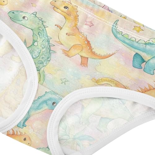 Wusikd Colorful Dinosaurs Girls' Underwear Cotton Rainbow Girls Briefs Soft Toddler Underwear 2T4