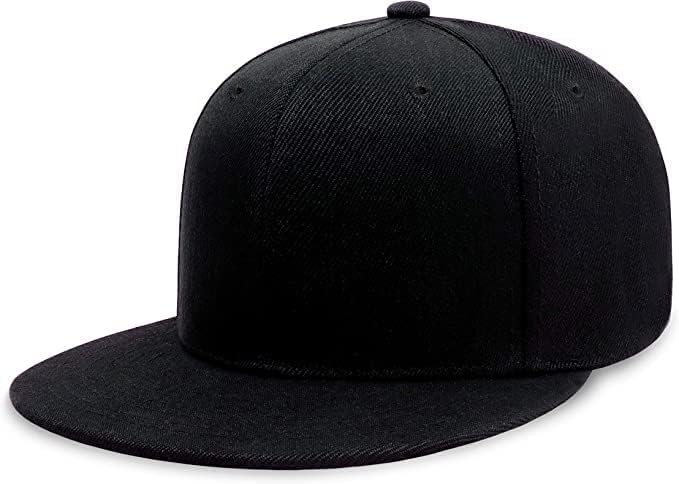 GenericFlat Bill Visor Classic Snapback Hat Blank Adjustable Brim High Top End Trendy Color Style Plain Tone Baseball Cap