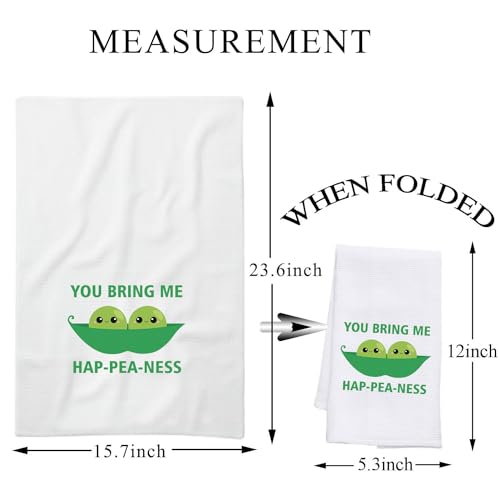 PLITI Couple Kitchen Towel Two Peas in A Pod Gift Pea Pod Gift You Bring Me Happeaness Wedding for Couple (Bring Happeaness TWU) - Image 2