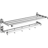 【CONVENIENT & PRACTICAL】 Mit dieser multifunktionalen Bade-Turmstange mit Haken können Sie Handtücher, Kleidung oder Bademäntel in Ihrem Badezimmer aufhängen. Außerdem können Sie ein zusätzliches oberes Fach für mehr gefaltete Handtücher oder andere Geräte verwenden. Der Handtuchhalter ist platzsparend und erleichtert den Zugriff auf die Handtücher, die Sie verwenden möchten