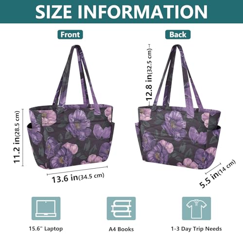Bolso pequeño tote para mujer color morado con cierre miniatura 6