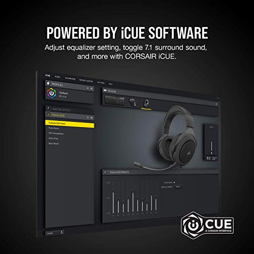Corsair HS60 PRO - 7.1 Virtual Surround Sound Gaming Headset with USB DAC - Works with PC, Xbox Series X, Xbox Series S, Xbox One, PS5, PS4, and Nintendo Switch - Carbon (CA-9011213-NA)