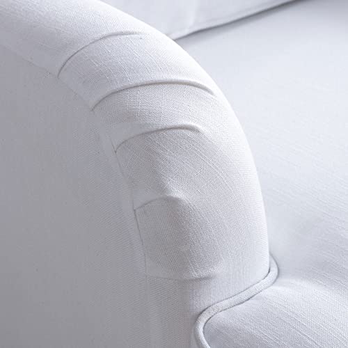 Dm Furniture Upholstered Accent Chair Set Of 2 Linen Arm Chairs Comfy Reading Chair Single Sofa Couch For Bedroom/Living Room, White #TOP6