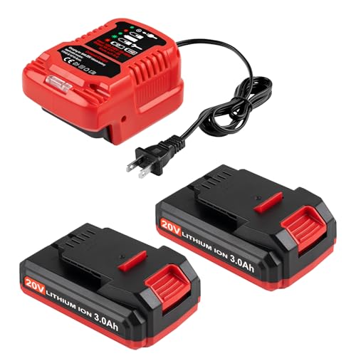 DONGPUCUN 2Packs 3.0Ah 20V Lithium Battery and Charger Kit for Bauer 20V Battery with Compact Portable Size Battery Charger for Bauer 20V Lithium Batteries