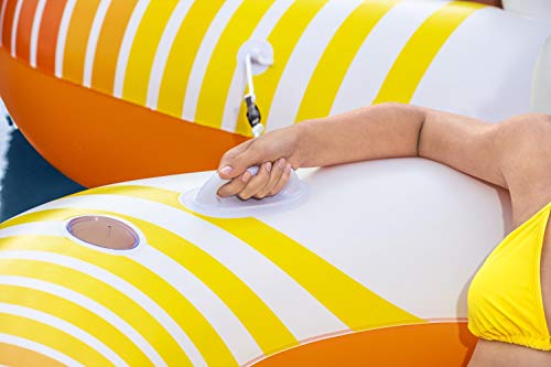 Hydro-Force 43399E Swimming Pool, Lake, River, Beach Inflatable Pvc Clasp N Go Inner Tube Ring Float With Cup Holder, Sunkissed Orange And Yellow #TOP5