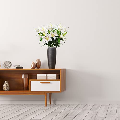 Miniatura 7 de Olrla Lirio Artificial De 60 Cm De Largo, 8 Cabezas De Flores Florecientes 4 Capullos Flores De Lirio De Tigre Falsas Para Decoración De Boda, Hogar, Hotel, Oficina Champán Degradado