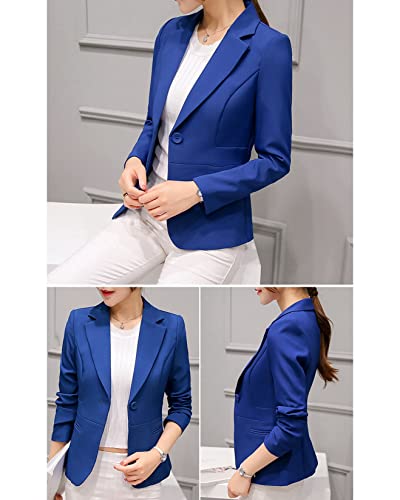 Mulheres Office Blazer De Manga Longa Capa De Traje De Cama De Lapela Um Botão Com Bolsos