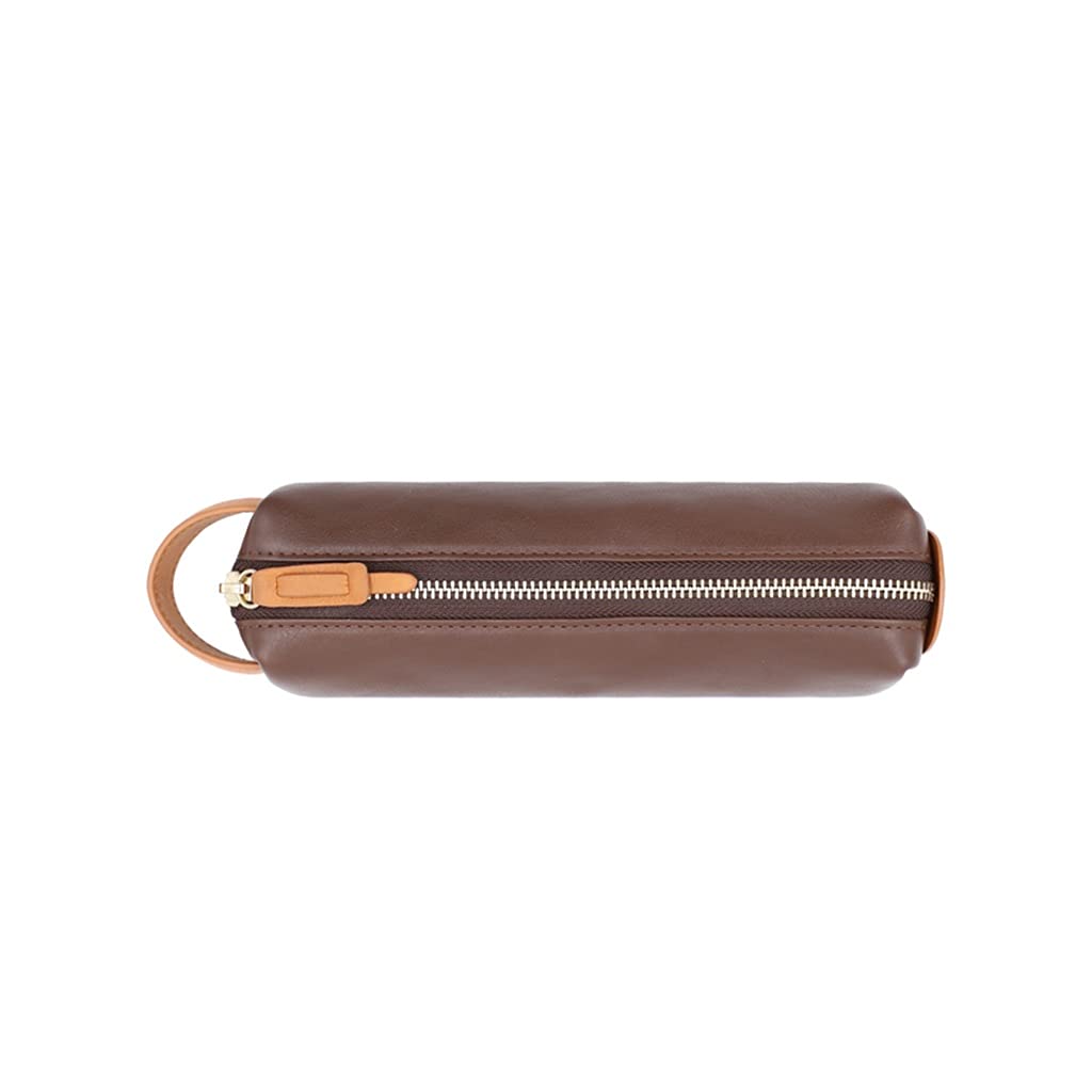 Estuche para lápices de Negocios de Estilo japonés: Gran Capacidad, Cuero Genuino, Primera Capa de Piel de vacaMarrón oscuro21*4cm*6cm