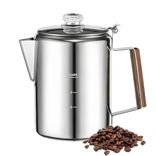 Percolador Café | Cafetera Percolación de Acero Inoxidable | Cafetera Portátil Diseño Vintage Compacto Para Camping Playa Y Reuniones Familiares Y Amigables