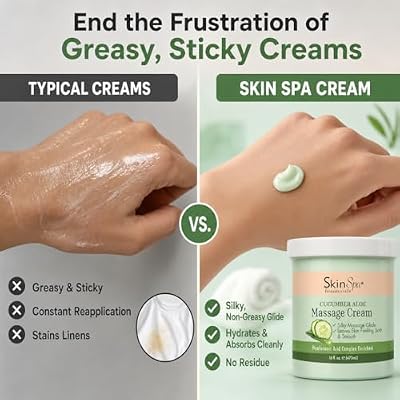 Skin SPA - Massage Cream, Professional Cucumber Moisturizing Cream for Smoothing Skin 15 oz