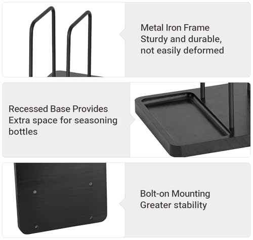 Mkono Napkin Holder for Table Farmhouse Wooden Napkin Dispenser Rustic Paper Napkin Storage for Kitchen Dining Room Coffee Bar, Black (Salt and Pepper Shakers not Included) - Thumbnail 4