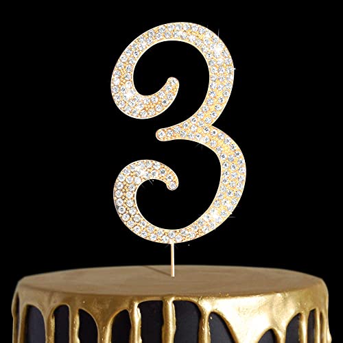 Number Cake Topper 30, Uniideco Gold Rhinestone Premium Metal Bling Bling Cake Decor, Sparkly Happy Birthday Wedding Anniversary Party Decoration Centerpiece #TOP7