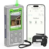Huepar Pro Télémètre Laser d'Extérieur 80 m avec Caméra Numérique Bluetooth, Technologie P2P, Mesure de Surface/Volume/Pythagore/Angle/Niveau à Bulle Électronique, Charge de Type C