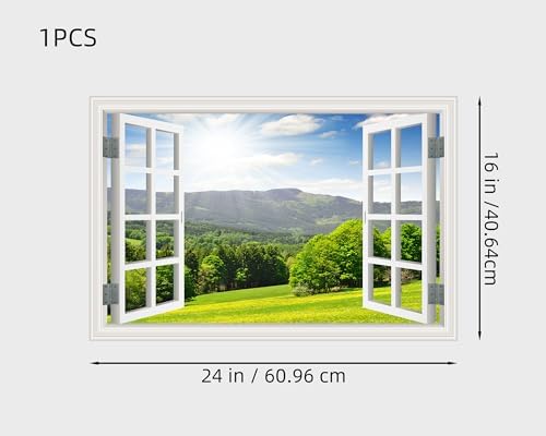 FLFK Fake Window Wall Sticker - Landscape Faux Window Wall Mural for Wall Decor, Stick and Peel Wall Decals,24"x16" - 1