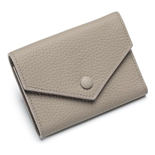 Credit Card Holder Purse with Zipper Coin Pocket Trifold Genuine Leather Small wallet for Women(Kihaki)