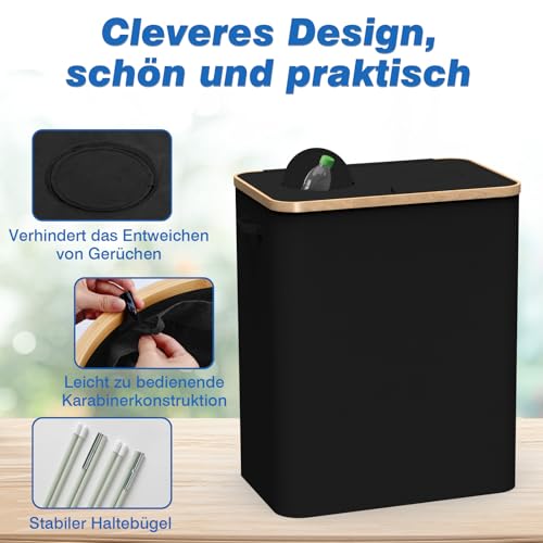 Foumteex Pfandflaschen Sammelbehälter 2 Fächer mit Decke,160L Pfandsammler Organizer and Pfandflaschen Behälter Aufbewahrung, Leergutbehälter fur Recycling Abstellraum Flaschentasche