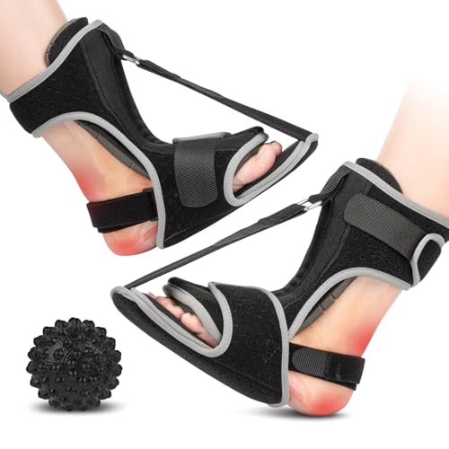 Plantar Fasciitis Night Splint with Massage Ball (2 Pack)