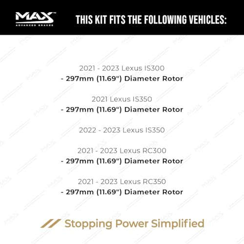 Image of MAX Advanced Brakes - Rear Brake Kit For 2021-2023 Lexus IS300, IS350, RC300, RC350 (11.69 inch Dia Rear Rotors)| Carbon Ceramic Brake and Rotor Kit| OE Replacement Brake Rotors