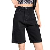 JNKIHAPOT Black Short Jeans Women Summer Fashion High Waist Straight Retro Street Wide Leg Denim Sho