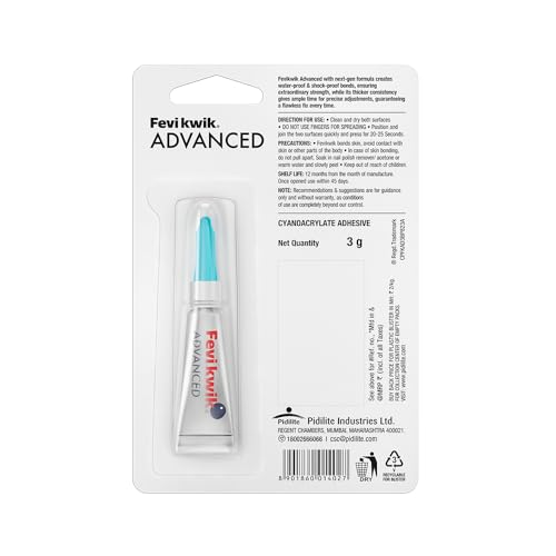 Image of Fevikwik Advanced 3 GM (Pack of 3) | Instant glue for repair | Water-proof glue| Shock proof | Long lasting bonds