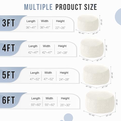 Image of HABUTWAY 4FT Bean Bag Chair,Giant Bean Bag Chairs for Adults,Big Bean Bags with Memory Foam Filled, Large Beanbag Chairs with Chevron Plush Cover-White