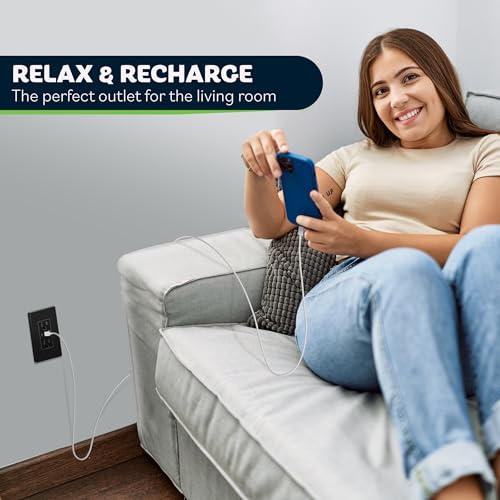 Image of TOPGREENER 4.2A 3-Port Type C USB Outlet, 15 Amp Receptacle Plug, Charging Power Outlet with Dual Type C&A Ports, Screwless Wall Plate Included, UL Listed, Residential Grade, Black