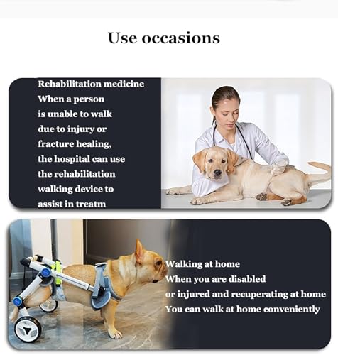 LFHWHKJ Rollstuhl for kleine Hunde mit Zugseil for die Hinterbeine, Verstellbarer Hundewagen mit 2 Rädern, leichte Gehhilfen for die Hinterbeine von Haustieren, Beinschiene und Hüftstütze(Red,M)