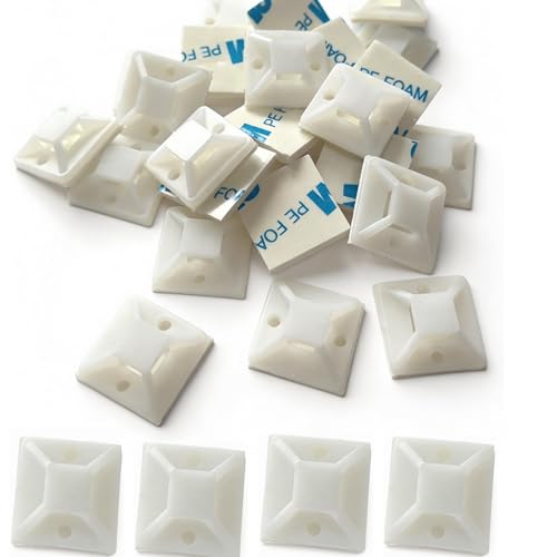 3/4' Zip Tie Mounts - 60 PCS Self Adhesive Cable Tie Mounts Wire Cable Anchors Squares Holders for...