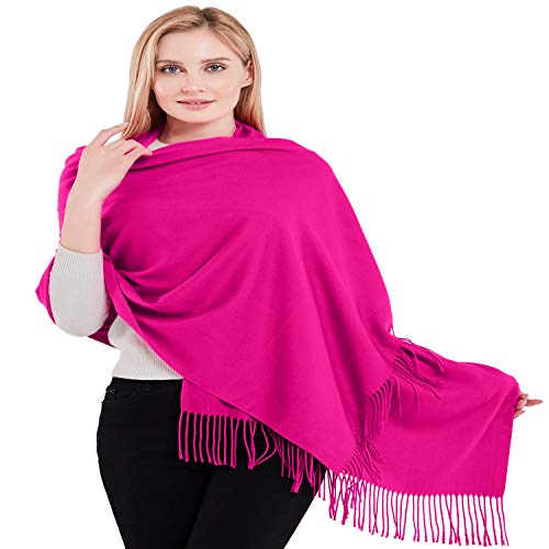 CJ Apparel Bright Pink Hot Pink 100% Cashmere Shawl Pashmina Scarf Wrap Stole Head Wrap Hand Made in Nepal New