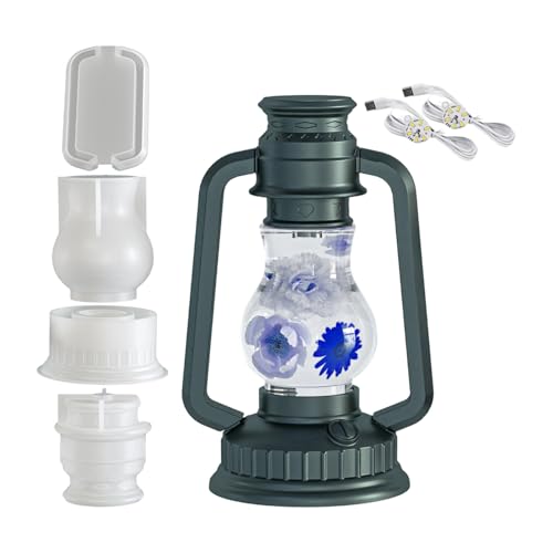 Résine - Silicone à libération facile avec 2 LED | Ensemble de résine pour lampe à kérosène rétro pour lanternes, ornements, projets artistiques de fusion, table d'intérieur, maison, uf