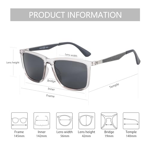 ZENOTTIC Polarized Sunglasses for Men Rectangle Ultralight Carbon Fiber Frame UV400 Protection Classic Sun Glasses3