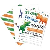 WERNNSAI Dinosaur Birthday Party Invitation Cards - 20 Sets Watercolor Dinosaur Invitations with Envelopes for Boys Kids Dino Party Supplies Fill in T-Rex Invite Cards for Birthday Baby Shower Favors