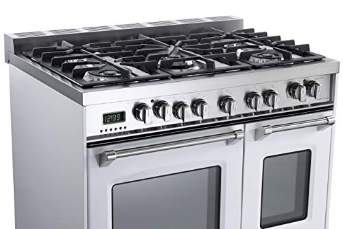 Verona Prestige Series Vpfsge365Dw 36 Inch. Dual Fuel Range Freestanding 5 Sealed Burners Double Oven Convection Storage Drawer White #TOP3
