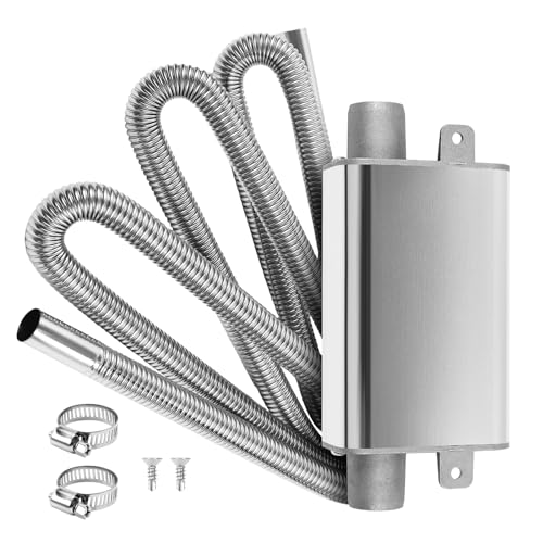MaxEarn Silenciador pequeño de mejora con tubo de escape de 300 cm para generadores de electricidad, tubo de escape de acero inoxidable para calefacción de estacionamiento, tuberías de escape con 2