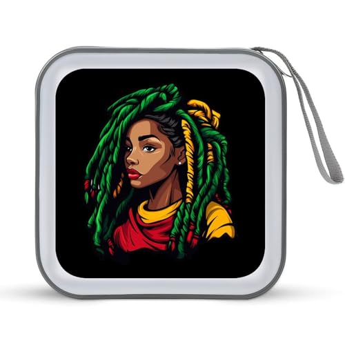 Rasta Colours Dreadlocks Woman CD Case Portable DVD Holder Storage Organizer for Home Travel