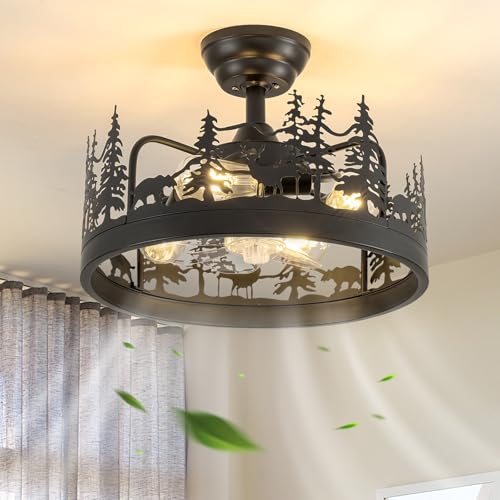 Rustic Ceiling Fan with Light and Remote