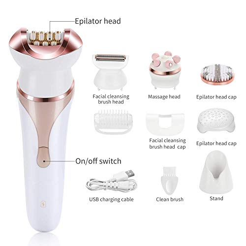 Woman Shaver, Epilator for Women, 4 in 1 Cordless Wet & Dry Electric Hair Removal, Epilator, Face Exfoliation Brush and Body Massager for Face Leg Armpit Arm Bikini Line Body Waterproof - Thumbnail 6