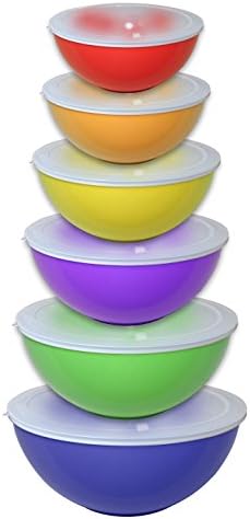 Gourmet Home Products 12 Piece Nested Polypropylene Mixing Bowl Food Storage Set with Lids, Royal Blue