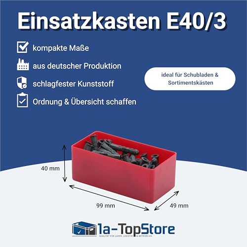 1a-TopStore 10 Stk. Einsatzkästen Einsatzboxen Schubladen-Einsatzkasten Sortierboxen, 32 Größen, 5 Farben (rot, 99x49x40 mm) – Ansicht 1