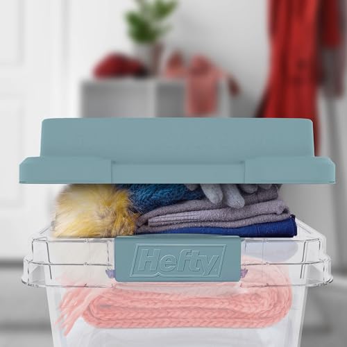 Hefty Hi-Rise Storage Bin with Lid, 18 Quart, Smoke Blue, 8 Pack - image 5
