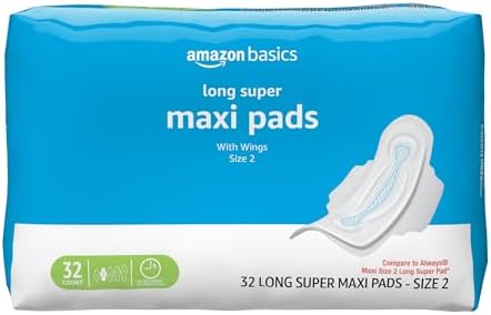 Amazon Basics Feminine Maxi Pads with Flexi-Wings for Periods, Lo...